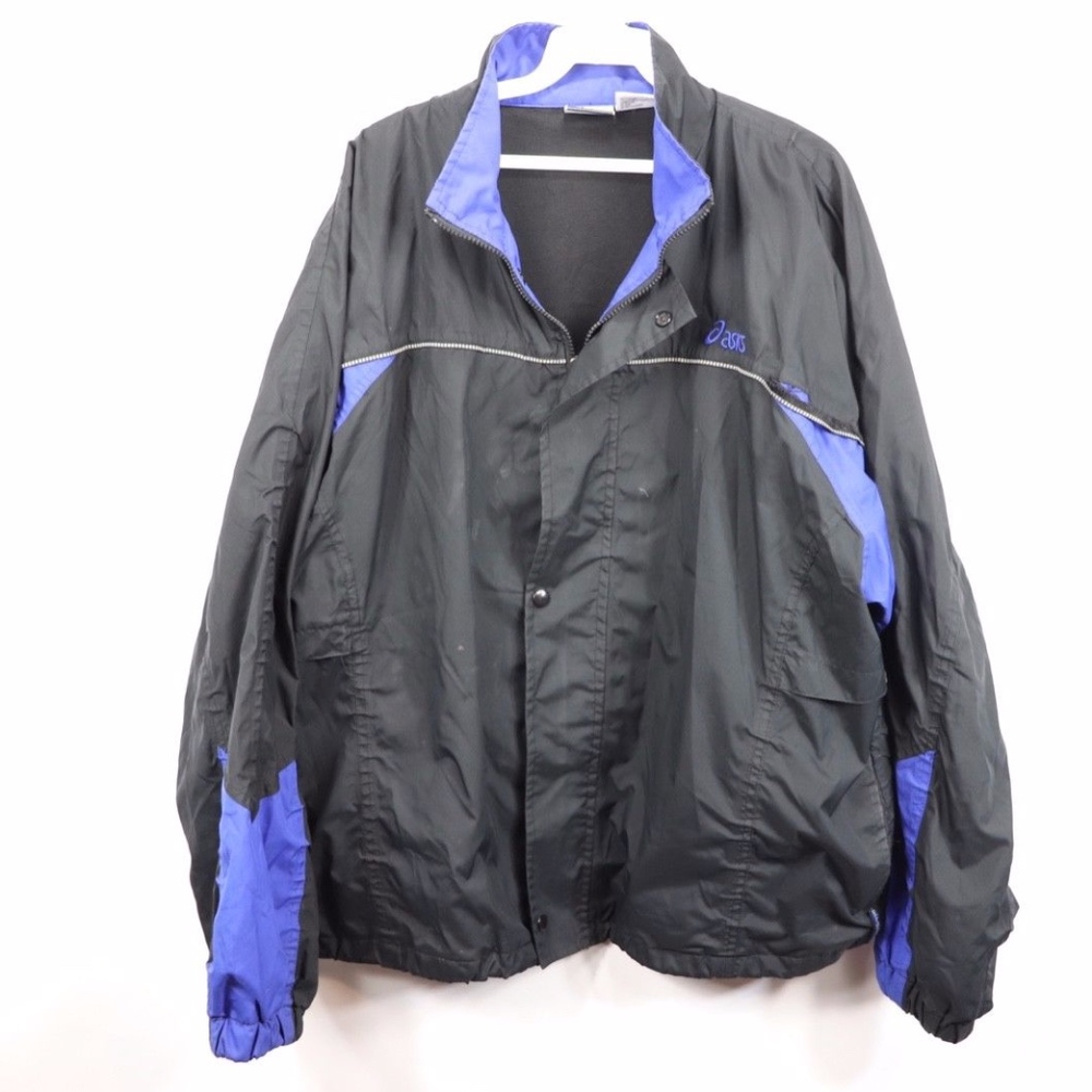 Vintage Asics Spell Out Windbreaker Jacket Black L